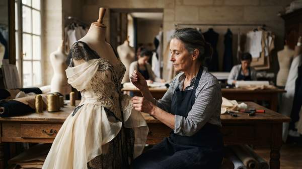 Editorial illustration for Inside the Haute Couture Atelier: Flou, Tailleur, and the Artisans Behind a Bespoke Garment